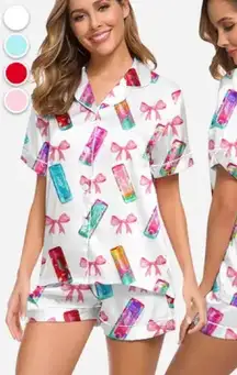 Alani Nu Pajamas shorts bows coquette girly satin silky pjs