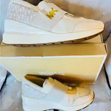 Michael KORS TRAINER MESH MK LOGO GOLD CREAM ELASTIC Sneakers