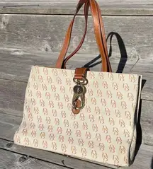 ivory and brown monogram tote purse