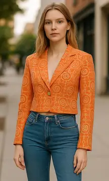 NWT Sam Edelman Leta Eyelet Orange Crop Women’s Blazer Small