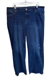 Express 90s Ankle Boot Mid Rise‎ Dark Wash Distressed Jeans Size 16L