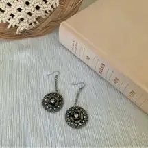 Metal Rose Grunge Earrings Vintage “Rosette” Gray  Floral Dark Romance Chic Boho