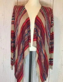 ALYA striped open waterfall cardigan