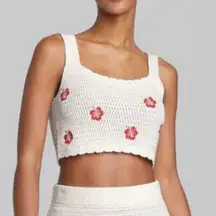 #17 Wild Fable Y2K Sweater Tank in Almond Hibiscus Print