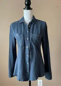 1. State  | Blue Waffle Knit Button Down Top Sz XS