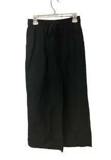 A New Day  Small Black Extra Wide Leg Pull On Pants Lounge Tie Pockets Basic  NEW