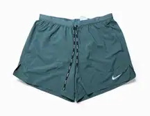 Nike ADV Running Shorts Women's Large Teal Green Split Hem Back Zip Pocket
