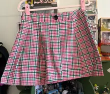 Topshop pink and green plaid school girl mini skirt 