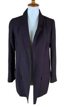 Allsaints Aleida Black Open Front Longline Blazer‎ Jacket 6 Maroon Women’s