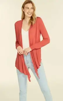 Coral wrap sweater Abercrombie & fitch knit open front logo preppy boho spring