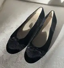 Talbots Vintage  Velvet and Lace Black Ballet Flats‎