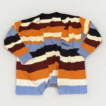 Grannycore Striped Cardigan Orange Blue Red Cozy Sweater Winter Fall Women’s M