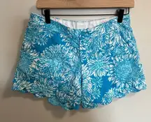 Lilly Pulitzer Buttercup Scallop Lion in the Sun‎ Short Blue White Floral Mini 0