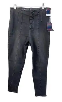 NOBO/No Boundaries High Rise Crop Skinny Black Denim Capri Retro‎ Front Seam 15‍