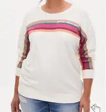 Torrid Plus Size 3X Good Vibes Only Rainbow Striped Crewneck Sweatshirt Jumper