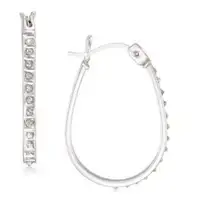 Giani Bernini Diamond Accent Oval Hoop Earrings in Platinum over Sterling Silver