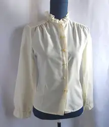 Vintage Cottage Ruffle Collar Button Down Shirt blouse