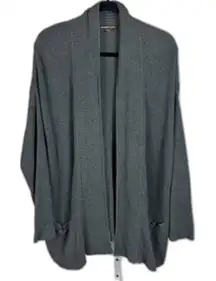 Adrienne Vittadini Dark Grey Cotton Ribbed Cardigan Size Large