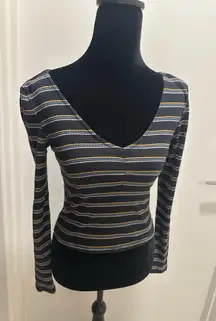 Basics PacSun Striped Crop Top Long Sleeve