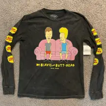 MTV BEAVIS & Butthead Graphic Long Sleeve T-Shirt sz S/M, NWT