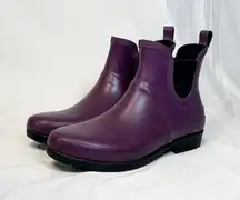 L.L. Bean Womens Purple Slip On Wellie Ankle Rain Boots~11~