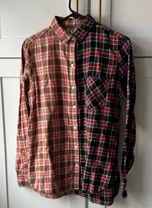 Plaid Acid Wash Button-Up Shirt