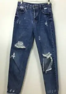 Pull & Bear Destroyed‎ Button Fly Frayed Jeans 32