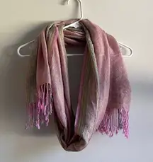 Pure pashmina 100% Cashmere Handcrafted Scarf Ethical Pink and Green