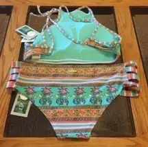 Eidon High Neck Bikini Top With Full Coverage Bottoms