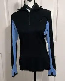 ICEBREAKER Black & Blue Merino 260 Bodyfit Quarter Zip