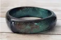 Vintage Bracelet / Bangle Stunning Peacock Tones Glitter Bangle Statement
