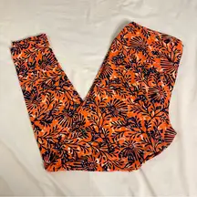 3/$15 LULA ROE Coral and Navy Blue Print Leggings, TC