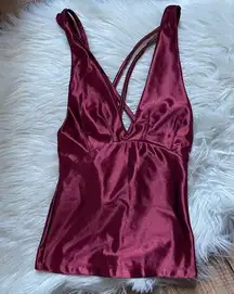 Free People  | Maroon Plunge Strappy Tank Top