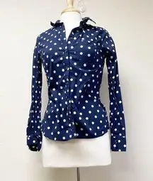 Merona Blue Polka Dot Button Down S