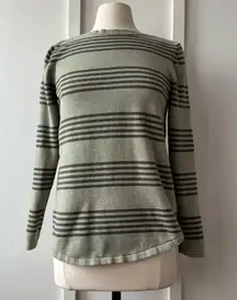 Jeanne Pierre 100% Cotton Green Striped Sweater