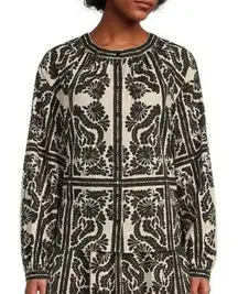 Antonio Melani Preppy Button Front Hartley Printed Top Black & Cream Size Medium