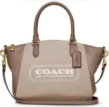 NEW Coach Badge Jacquard Elise Satchel Chalk Taupe w/o Strap! ONE OF A KIND