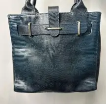 Furla  Croc Embossed Blue Greta Cocco Hand Bag Structured Purse