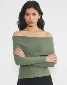 Aritzia Wilfred Nola Off the Shoulder Sweater in Tan