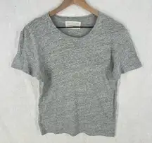 Zara Essentials Gray Linen Blend Relaxed Fit Short Sleeve‎ Tee Casual Size S