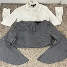 Business Casual Cotton Long Sleeve Blouse - Size Small