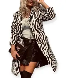 IZ Byer Women’s Brown Zebra Trench Coat Size M