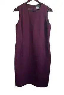 Harve Bernard Women Sheath Wool Dress Size 10 Maroon Sleeveless Workwear Career