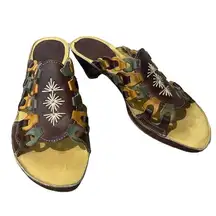 Pikolinos Olmo Slides Sandals Brown Green Tan Multi #680-9362 Size 38 US 7.5