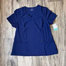 Cherokee Infinity Women's Sz XL Scrub Top Navy Blue Nursing Medical Work NWT #35