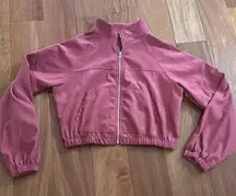 ROMWE Raspberry Cropped Bomber Zip Up Jacker Size S