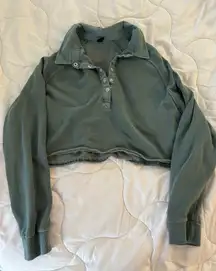 Cotton on button up long sleeved crop top