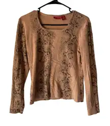 Gloria Vanderbilt Y2k‎ Womens Small Snake Print Long Sleeve Going Out Top