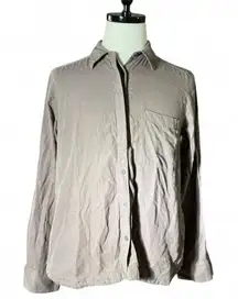 BKE Eased Womens Long Sleeve Button Up Shirt Taupe Size L