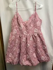 SHEIN Pink Floral Mini Bubble Dress Size 1X